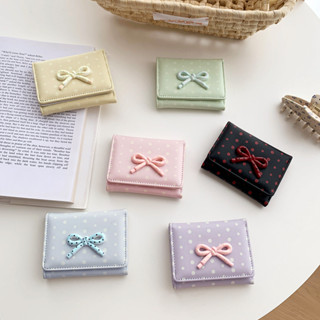 กระเป๋าสตางค์พับได้สำหรับผู้หญิง ออกแบบมาในสไตล์หวานพร้อมโบว…