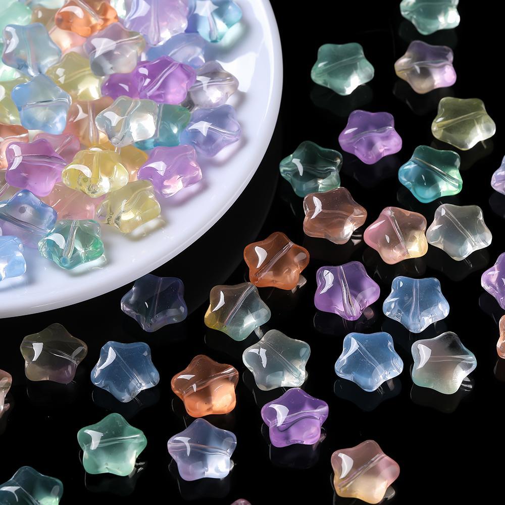 St.kunkka ลูกปัดแก้วห้าแฉก15X16มม. 10ชิ้น/ถุงลูกปัดหลากสีใสสำหรับการทำเครื่องประดับอัญมณีสร้อยคอ DIY สร้อยข้อมือ - รูปที่ 6