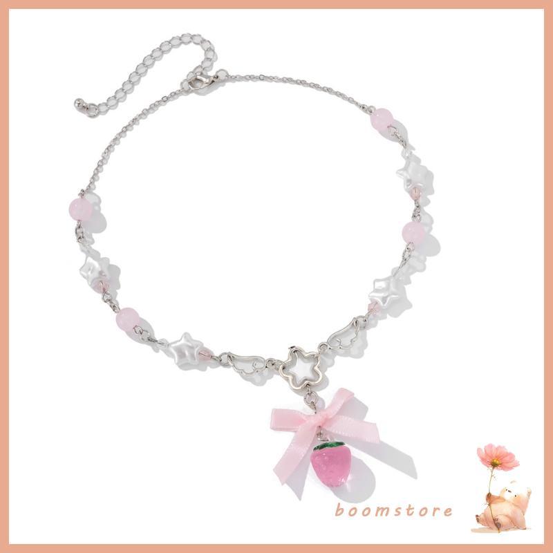 Boom Elegant Strawberry snd Love Heart Designs สร้อยคอสําหรับผู้หญิงอุปกรณ์ปาร์ตี้แฟชั่นเครื่องประดั