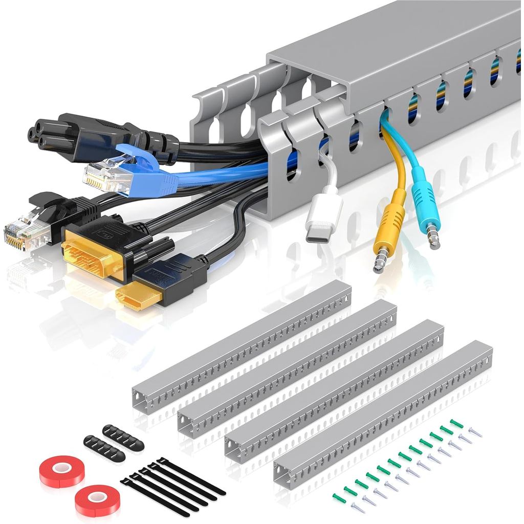 Open Slot Wire Duct Kit, 62.8"(4 x 15.7) Server Rack Cable Management, Cable Management Raceway for 