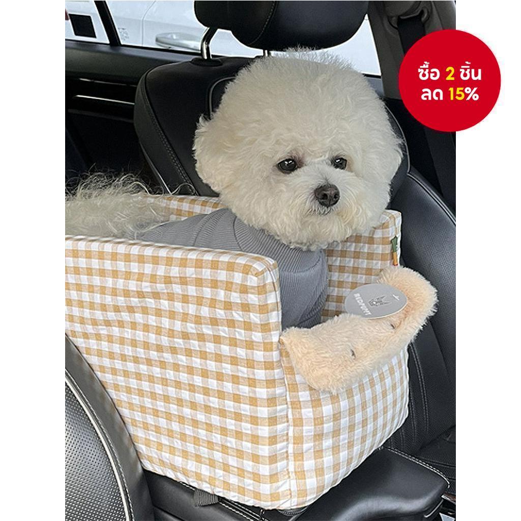 คาร์ซีทสําหรับสัตว์เลี้ยงสําหรับสุนัขและแมวคอนโซลกลางเบาะนั่งเสริมสุนัขพร้อมเข็มขัดนิรภัยป้องกันและเบาะนุ่ม
