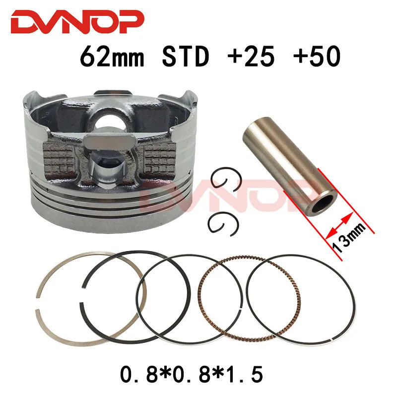 รถจักรยานยนต์ 62 มม.ลูกสูบ 13 มม.แหวนชุดสําหรับ HONDA CG150 CGH150 ZJ150 Irbis GS150 150cc