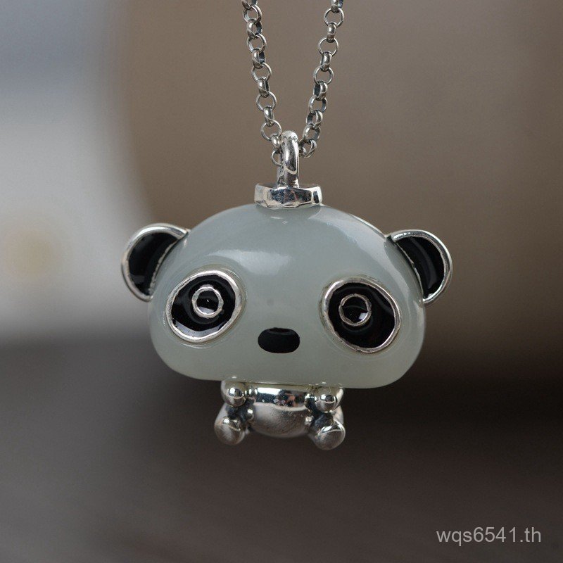 สร้อยคอมากกว่าหนึ่งสไตล์: Golden Deer King และ Retro Panda สำหรับผู้หญิง ทำจาก S925 เงินแท้และหยกHet