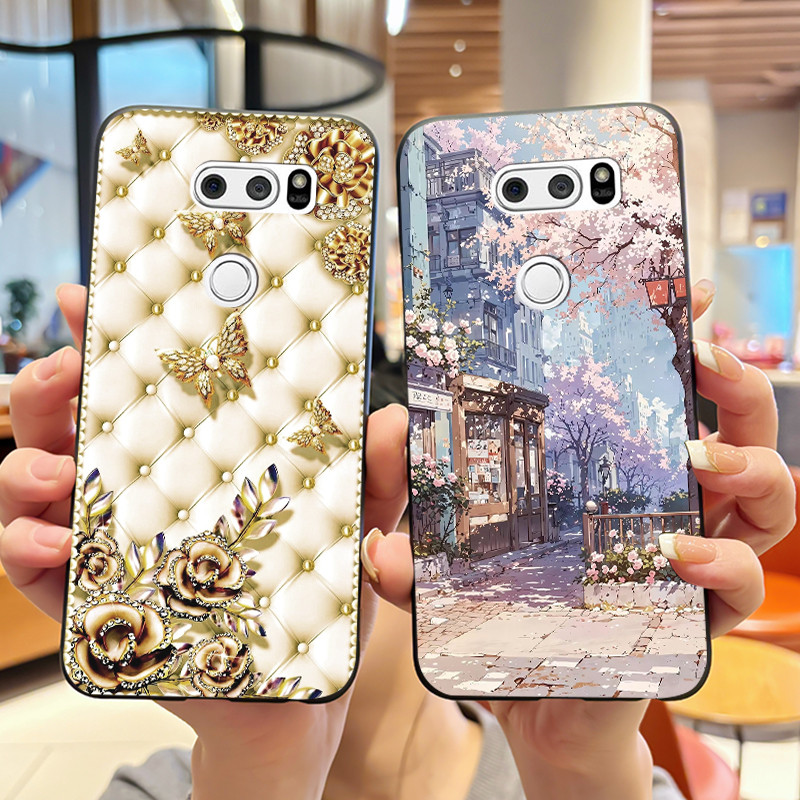 เคสโทรศัพท์สําหรับ LG V30/V30 Plus/V30S ThinQ/V35 ThinQ ซิลิโคนนุ่มสีดํากรณีน่ารักน่ารักการ์ตูนรูปแบ