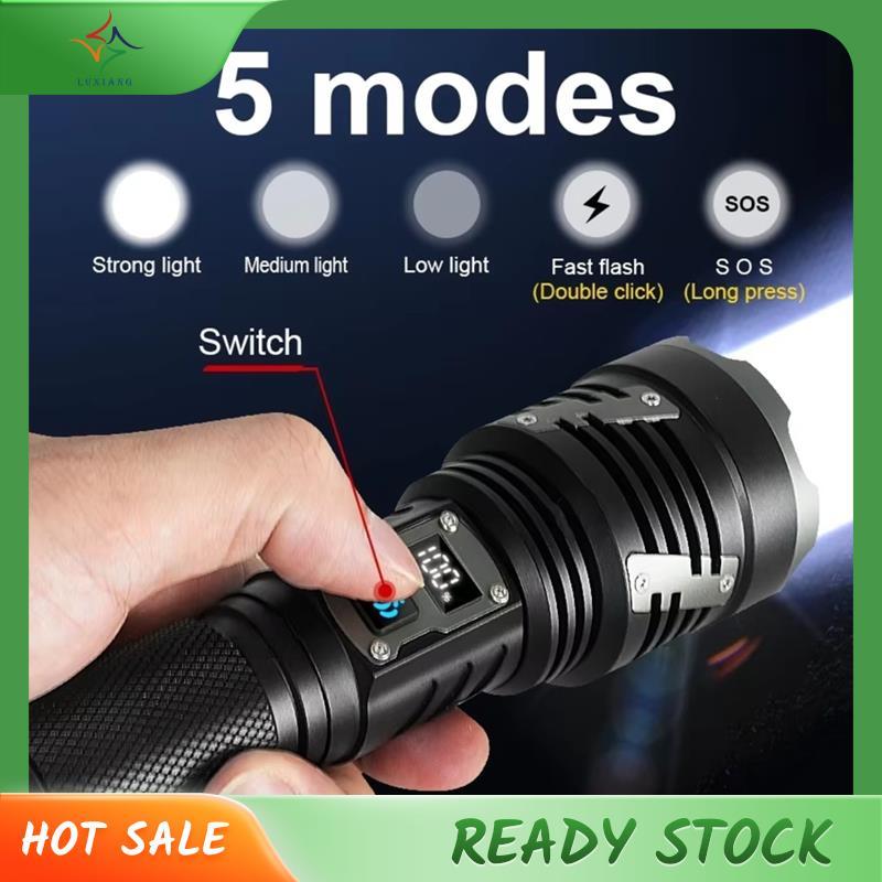 XHP360 2025 ไฟฉาย LED USB ชาร์จได้ กับแบตเตอรี่ 26650 Ultra Bright