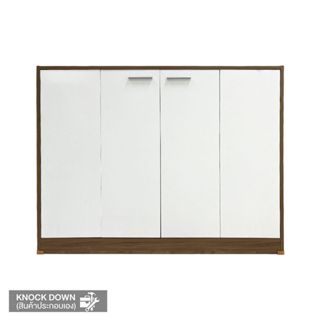 MOOVE ตู้รองเท้า 2 บานพับ ลายไม้หน้าบานขาว