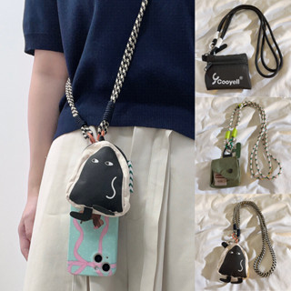 กระเป๋าใส่เหรียญการ์ตูนสายโทรศัพท์น่ารัก เชือกเส้นเล็กทอถุงเ…