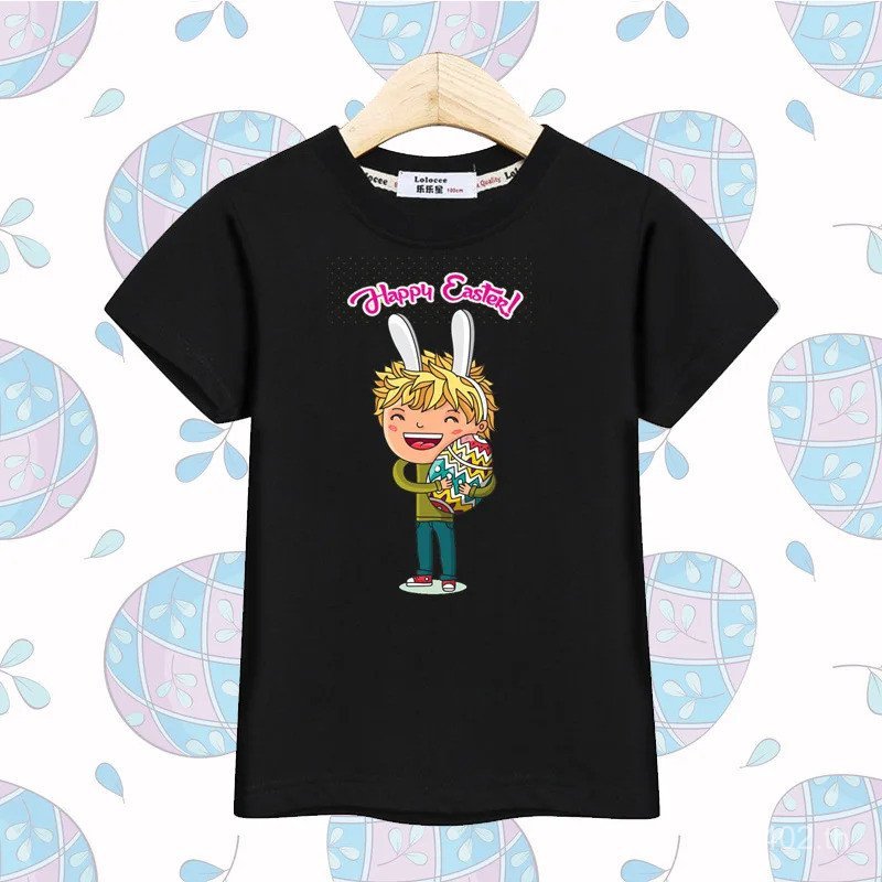 Aimi Lakana เด็กเสื้อแขนสั้น ลายการ์ตูน สำหรับวันอีสเตอร์ และชุดปาร์ตี้ ขนาด 3-14 ขวบ