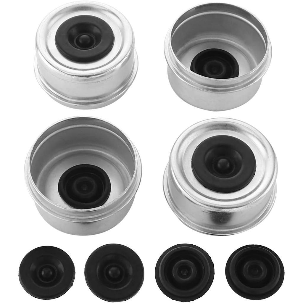4 ชิ้น 2.44 Trailer Hub Dust Cap Trailer Axle Grease Cap 8 ปลั๊กยาง,แบริ่งล้อเหล็ก Dust Caps Fit สํา