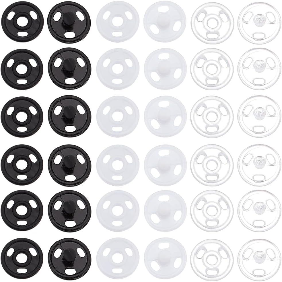 FREEBLOSS 60 ชุด 4 มม. Tiny Snap ปิดปุ่ม Snap คีม Mini ตุ๊กตาปุ่ม Snaps สําหรับเย็บพลาสติก Clear Sna