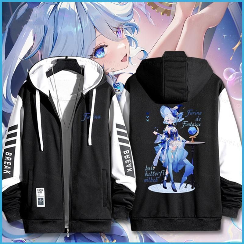 NS1 Hoodie Cosplay Furina Genshin Impact - แจ็คเก็ตฮูดี้แขนยาวสำหรับคอสเพลย์