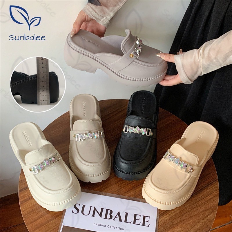 SUNBALEE 🧁 SUNX88 รองเท้าคัทชู แบบสวม เปิดส้น เสริมส้น 7 เซน เลือกตัวติดได้ เบาใส่สบาย สินค้าพร้อมส่ง