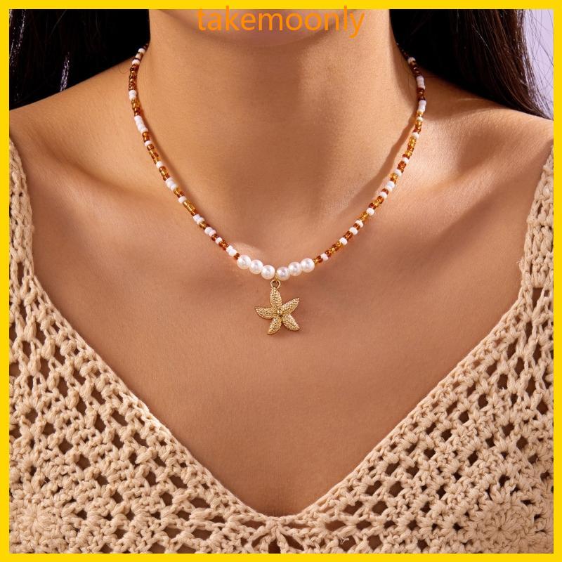 TAK Coastal จี้สร้อยคормาลายปลาดาว ตกแต่งด้วยไข่มุกและลูกปัด Millets