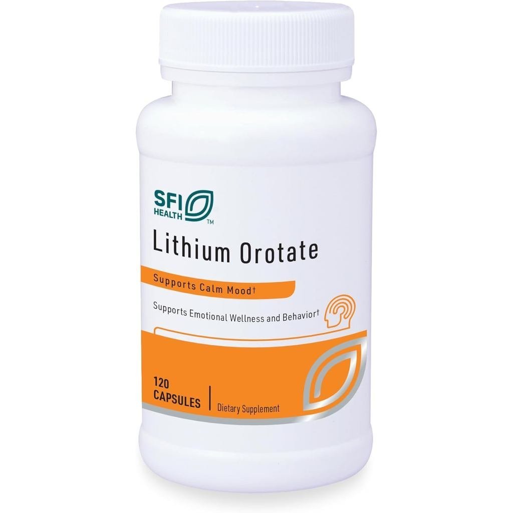Klaire Labs SFI Health Lithium Oroate 4.8 mg - May Help Balance Mood - Biomailable Lithium Oroate อา