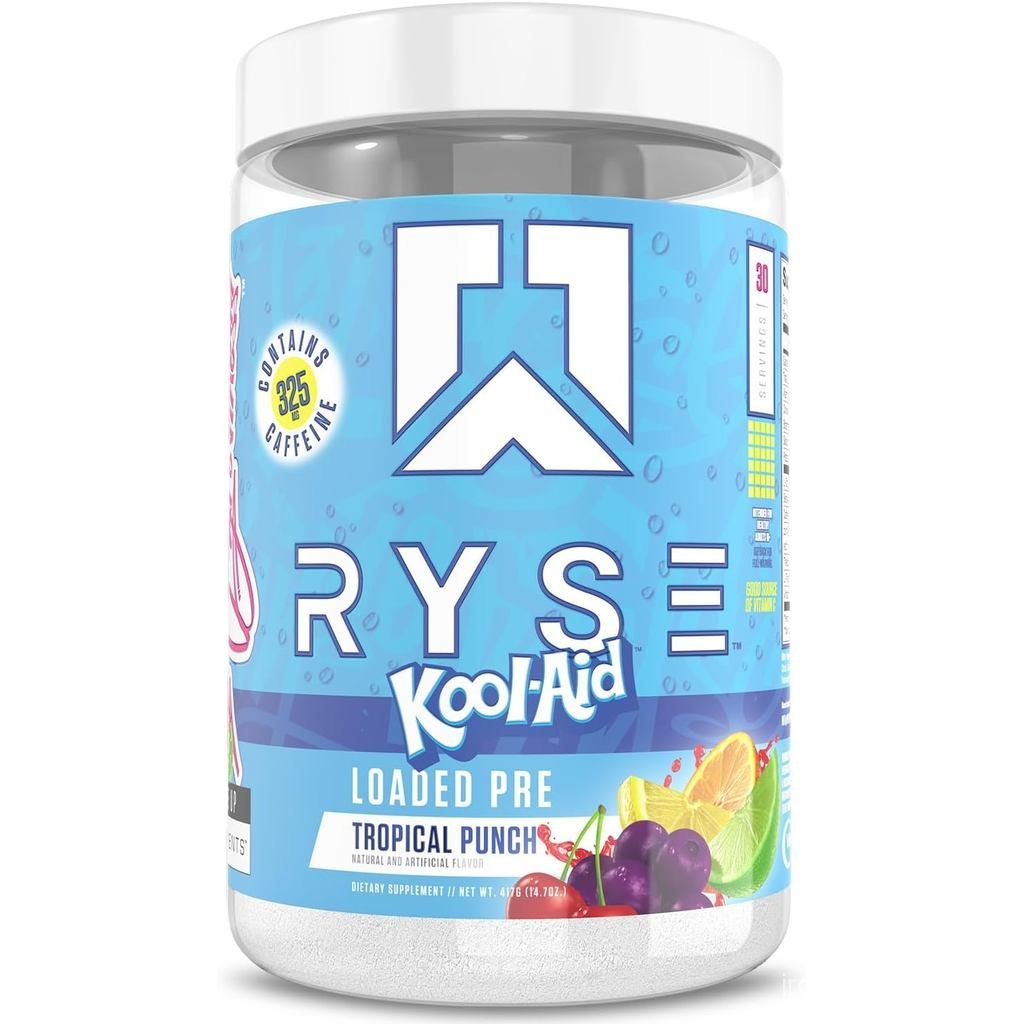 RYSE Load Pre Workout Powder - Kool-Aid Tropical Punch - Daily Pre-Workout for Men & Women with 325m