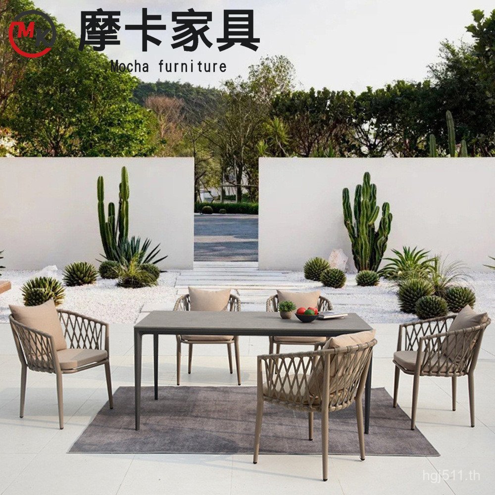 หวายโต๊ะรับประทานอาหารกลางแจ้งเก้าอี้ระเบียงพักผ่อนกลางแจ้งโต๊ะเก้าอี้สวน Terrace โต๊ะเก้าอี้เก้าอี้