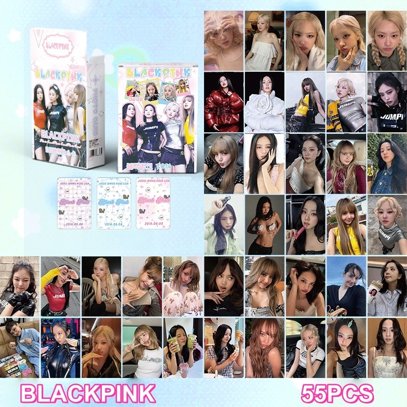 50-55pcs BP THE GIRLS อัลบั้ม 8th Anniversary Photocards เลเซอร์ Holographic Lomo การ์ด JENNIE Mantr