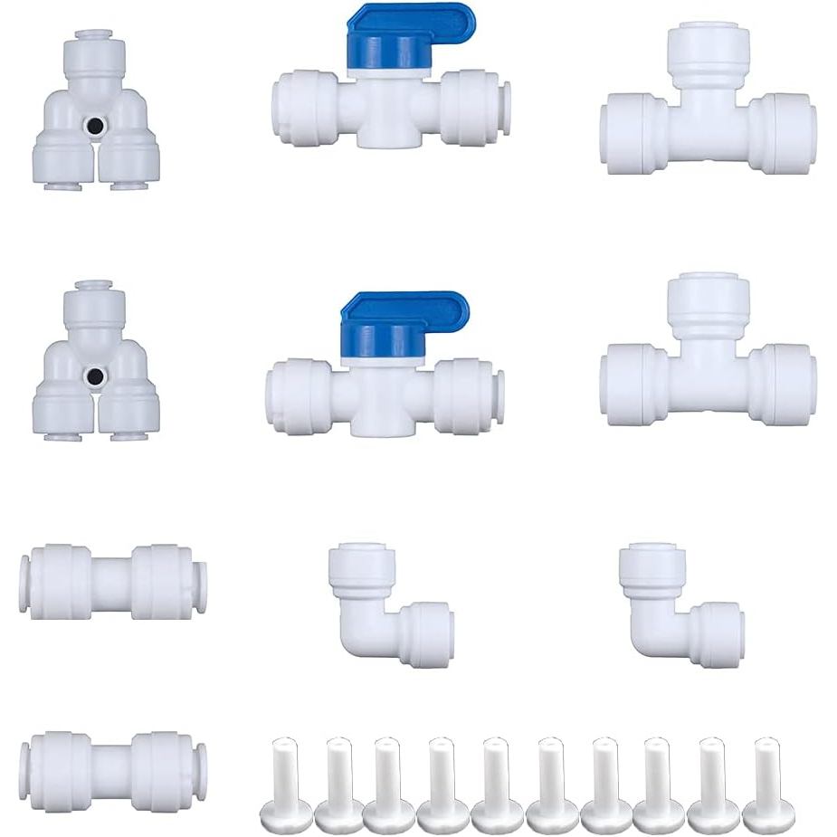1/4 อุปกรณ์สายน้ํา 1/4 Push to Connect อุปกรณ์สําหรับท่อ 1/4 OD(1/4 Ball Valve+1/4 T fit+Y+L+I แพ็ค 