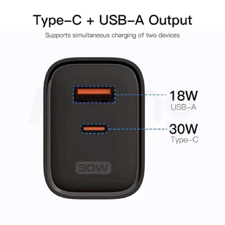 หัวชาร์จ Orsen By Eloop C31T 30W PD+QC 3.0 อแดปเตอร์ Type C USB Fast Charge GaN Charger ชาร์จเร็ว