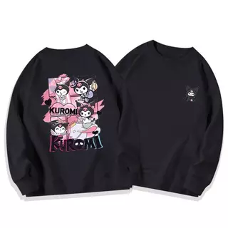 unisexเสื้อสเวตเตอร์คอกลมแขนยาวผ้าฝ้าย สไตล์เกาหลีสไตล์สตรีท กระแสหลวมๆ นุ่มและสบาย #kuromi คุโรมิ