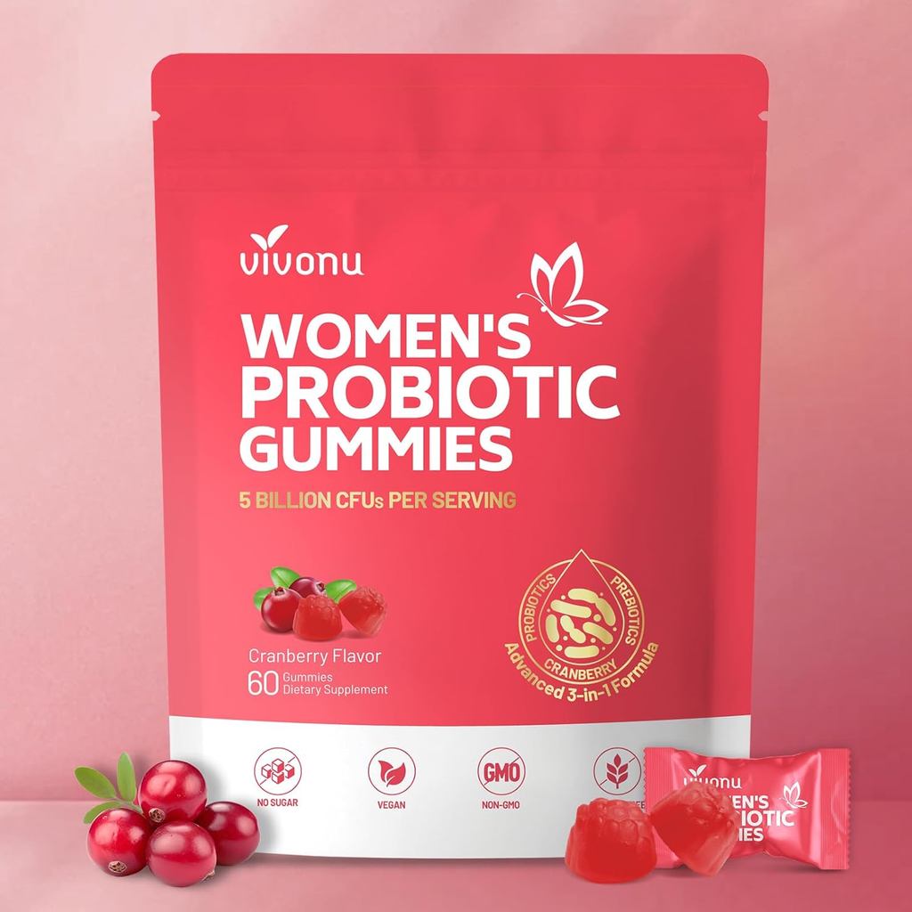 VivoNu Viginal Probiotics for Women, Women Probiotic Gummies, Feminine Balance Gummies, Prebiotic Gu