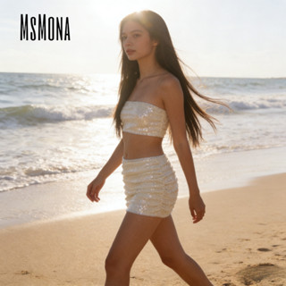 กระโปรงมินิสีทึบพร้อมเลื่อม สไตล์เซ็กซี่ สำหรับผู้หญิง