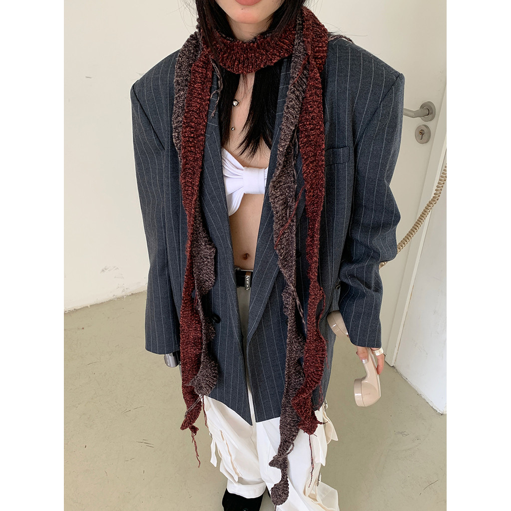 Zheng Biwan y2k Niche ผ้าพันคอผู้หญิงพู่ไม่สม่ําเสมอkk8888.th20251121223035