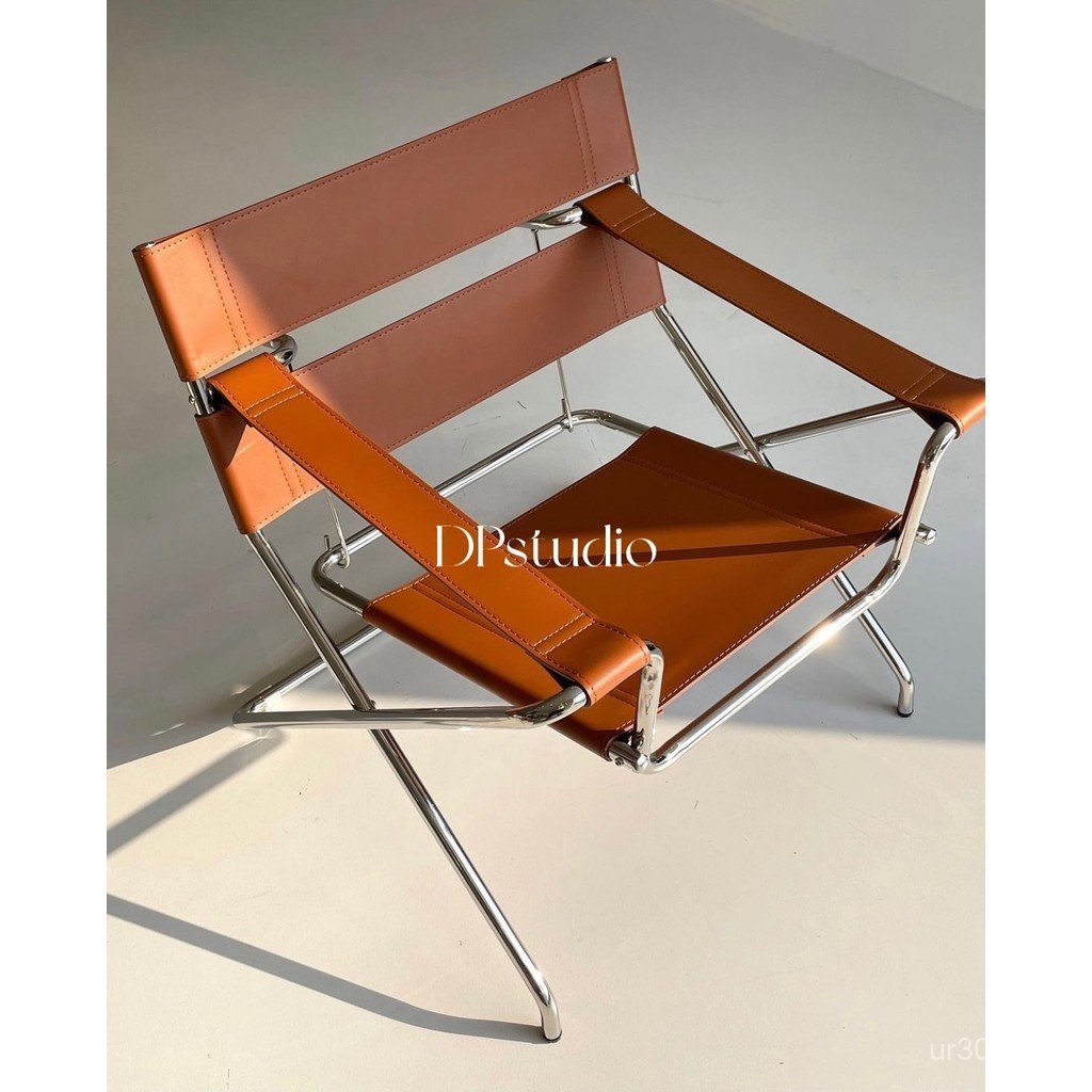 เก้าอี้โซฟาเก้าอี้ ล7วินเทจ ยุคกลางเก้าอี้พับอานหนังสบายๆสแตนเลสสามารถเก็บสีน้ําตาล โวลต์asley คจโก