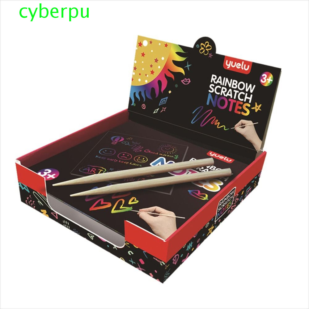 CYBERPULSE Scratch Art Paper Art Craft ของเล่นเด็ก Scratch Art Craft ภาพวาดแม่แบบสัตว์เรขาคณิต Rainb