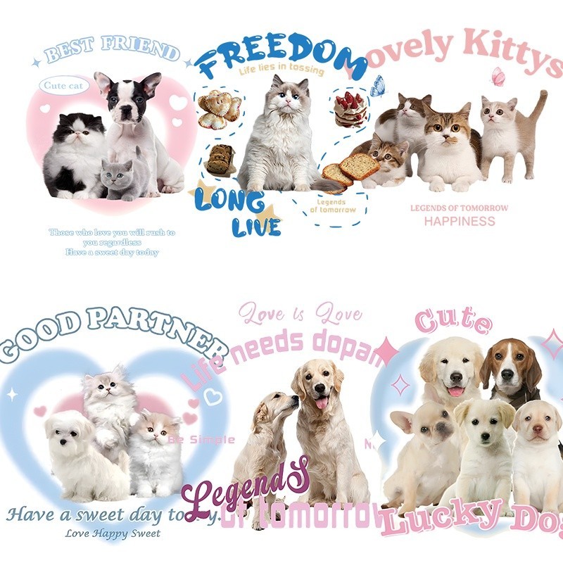 UV864 แฟชั่นแมวสุนัขการ์ตูนแพทช์สําหรับเสื้อผ้าสติกเกอร์ความร้อนสําหรับเสื้อผ้าสติกเกอร์ DIY Y2z สไต