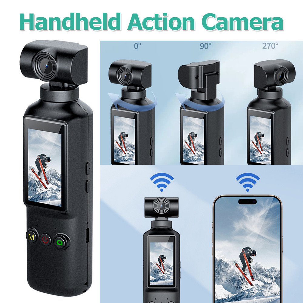 กล้องแอคชั่นแคมเมรา 4K กล้องกีฬามือถือ 270 กล้องหมุน Vlog กล้องสําหรับกีฬากลางแจ้ง Travel