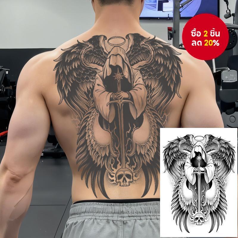 15 วันกันน้ํามืดแองเจิลปีกเต็มกลับชั่วคราวสักสติกเกอร์สําหรับผู้ชายผู้หญิง