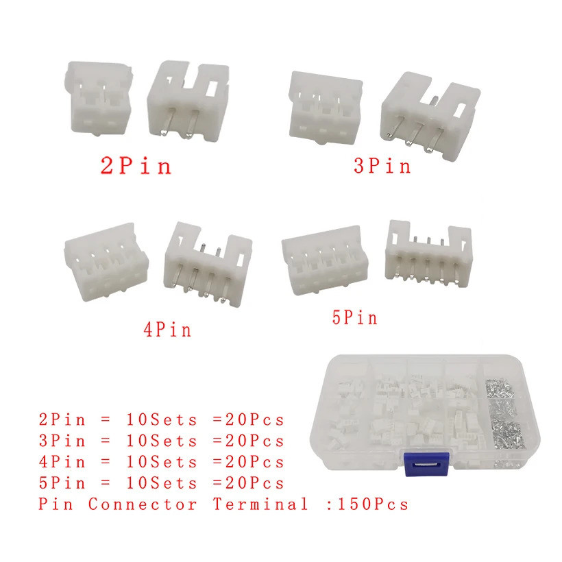 230pcs PH2.0 2p 3p 4p 5 pin 2.0mm Pitch Terminal Kit/Housing/Pin Header JST Connector Wire Adaptor P