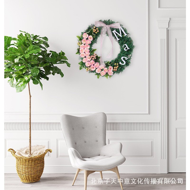 ตกแต่ง Pvc สีชมพู Rose ห้างสรรพสินค้าคริสต์มาสหน้าต่าง mas จี้ Letter Home Hotel Garland Creative XJ