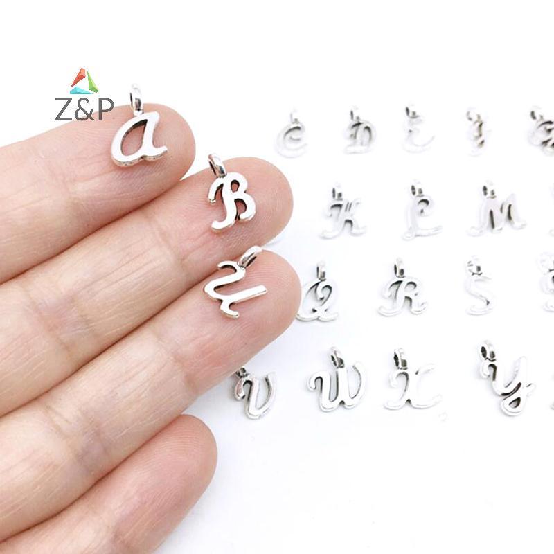 Z&P 26 ชิ้น 26 ตัวอักษรตัวอักษร Charms จี้ DIY เครื่องประดับทํามือหัตถกรรม COD