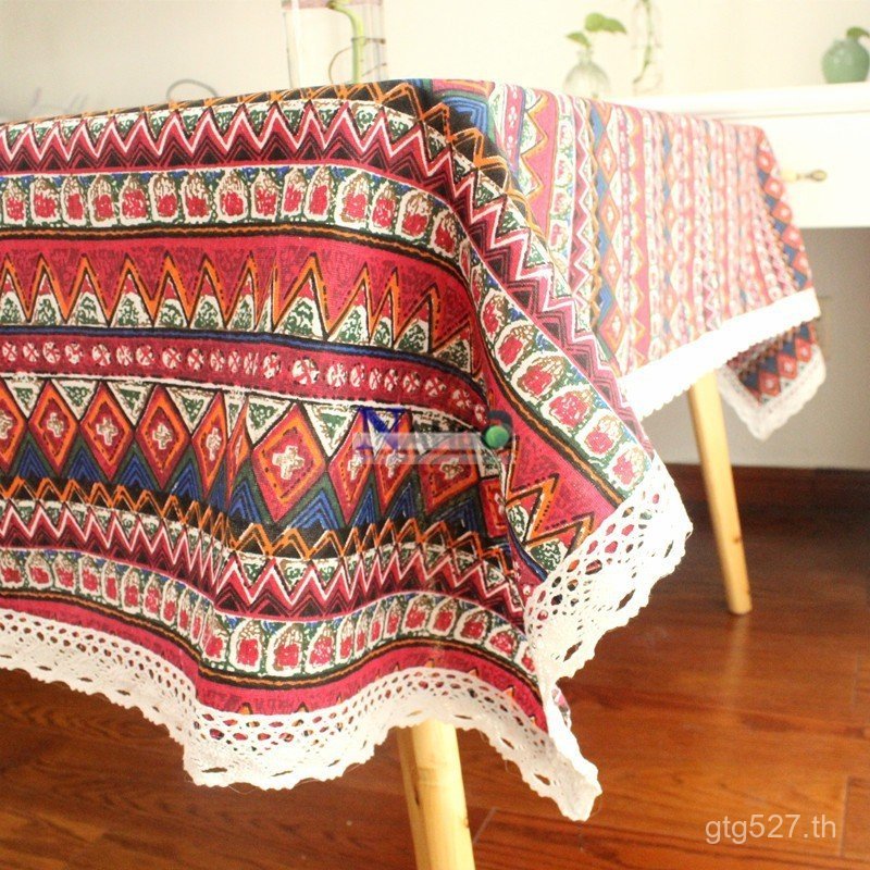 โต๊ะกาแฟเอเชียตะวันออกเฉียงใต้พื้นบ้านที่กําหนดเองผ้าฝ้ายผ้าลินินสไตล์ชาติพันธุ์ยูนนานลี่เจียงสไตล์ย