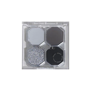 พาเลตต์อายแชโดว์ 4 สี สไตล์เวสเทิร์นพังก์: สำหรับแต่งตาแบบแคทอาย - สีดำซีเมนต์ สีเทา และชิมเมอร์