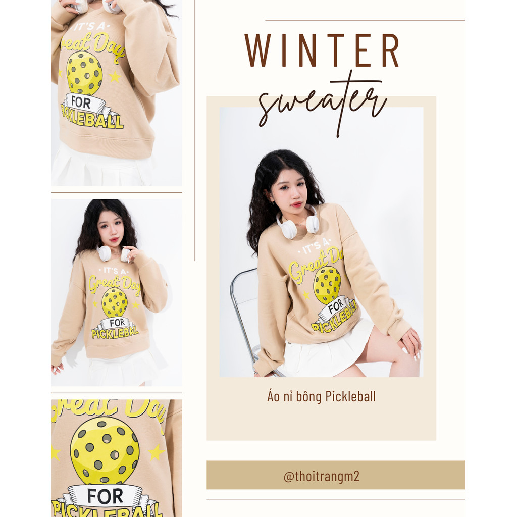 เสื้อสเวตเตอร์ผู้หญิง PICKLEBALL ดีไซน์คอเต่าน่ารัก DFM นุ่มและอุ่น K0030949 ม2 แฟชั่น