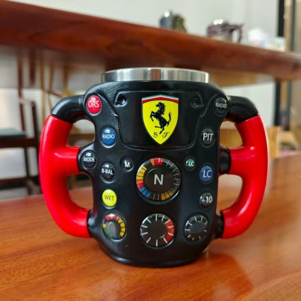 F1 racing car style water bottle, Lewis, Leclerc, Norris, McLaren team steering wheel shaped 3D resi