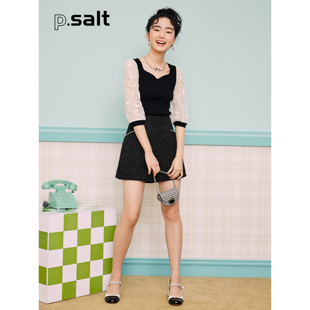 เสื้อผู้หญิง Cochera Rose Series Psalm Keyan สำหรับฤดูใบไม้ผลิปี 2023 ดีไซน์คอลูกไม้ปักลูกปัดและถัก