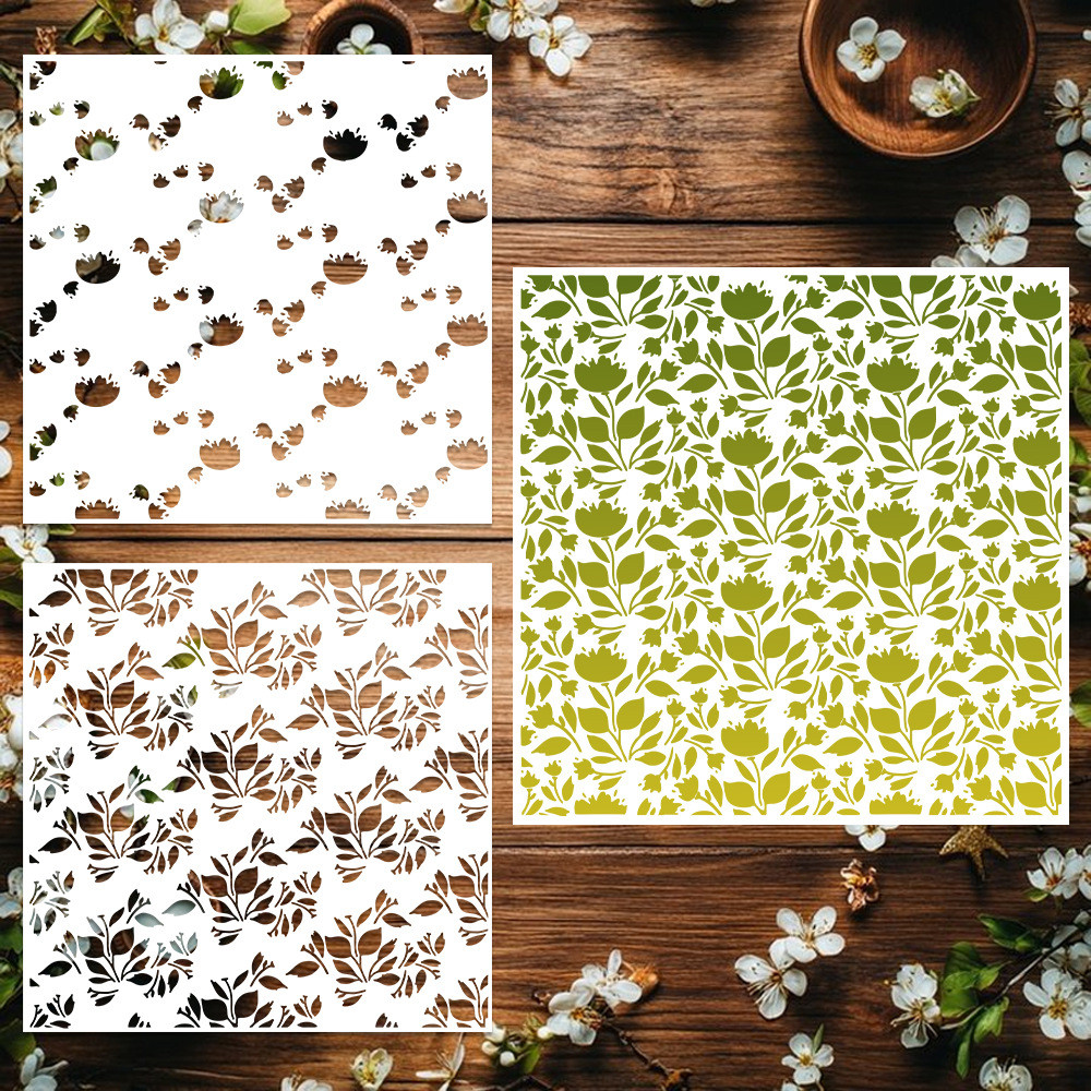 ภาพวาดแม่แบบดอกไม้สาขารูปแบบ diy คู่มือตกแต่ง Shielding Inkjet วัสดุสัตว์เลี้ยง Hollow Template