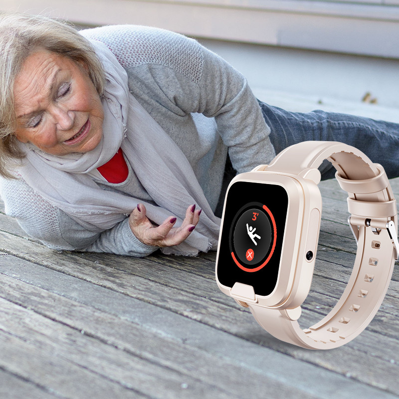 EV06 ส่วนบุคคลฉุกเฉิน PERS ฉุกเฉินทันที ช่วยการตรวจจับฤดูใบไม้ร่วง Cellular 4G LTE นาฬิกาเตือนทางการ