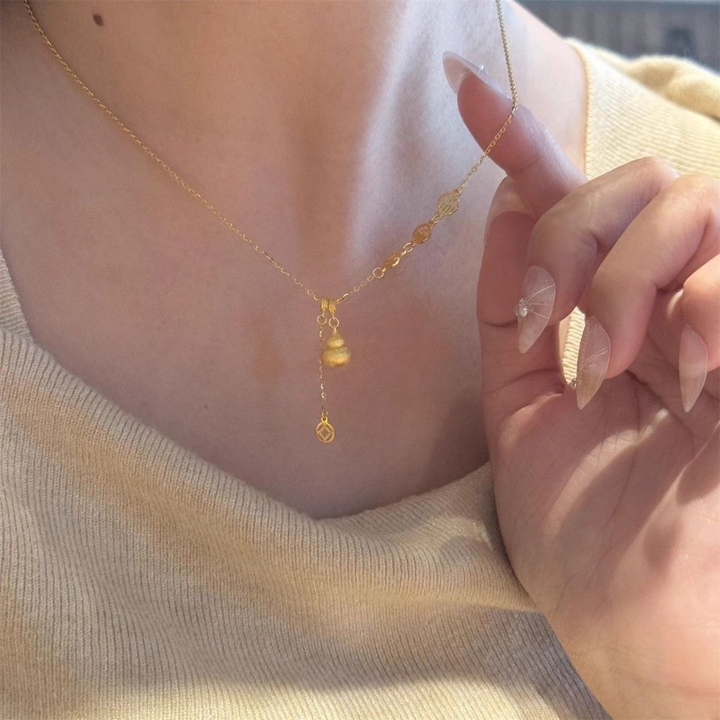 สร้อยคอผู้หญิง Clavicle Chain 2 Niche S925 Fu ตัวอักษร High-End Feeling 1 หรูหราเงินสเตอร์ลิง Gold B