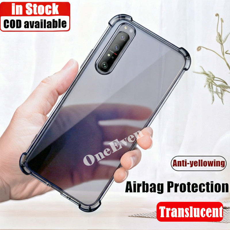 สําหรับ Sony Xperia 1 II III IV V VI VII ซิลิโคนนุ่มโปร่งแสงสีดํา Jelly กรณีโปร่งใสทหารเกรด Anti-Scratch ทนปกหลัง