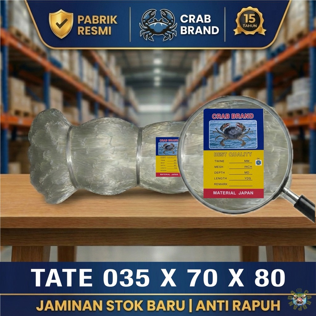 TATE 035 70 80 Crab Brand Fishing/Bird Net – 73m Strong String Net ใช้งานง่าย &