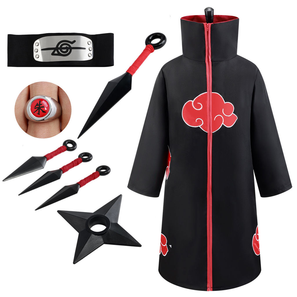 เสื้อคลุมcosplay Naruto Red Cloud Robe เหมาะสำหรับคอสเพลย์ Uchiha Itachi