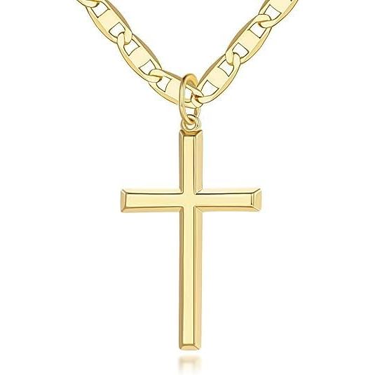 สร้อยคอทองคำ 14K สไตล์ไม้กางเขนสำหรับสุภาพสตรี แบบฟิกาโร ขนาด 48.66 ซม.