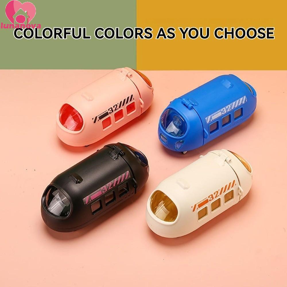 LUNANOVA Kids Bus Water Bottle, BPA Free 680ml Train Shape Straw Cup, Fun Drinking Plastic Cute Drin