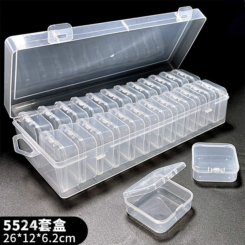 拼豆pp收纳盒24格套盒包装盒零件分装整理盒玩具饰品多功能储物盒Spelling beans pp storage box 24 grid set box packaging box20251205