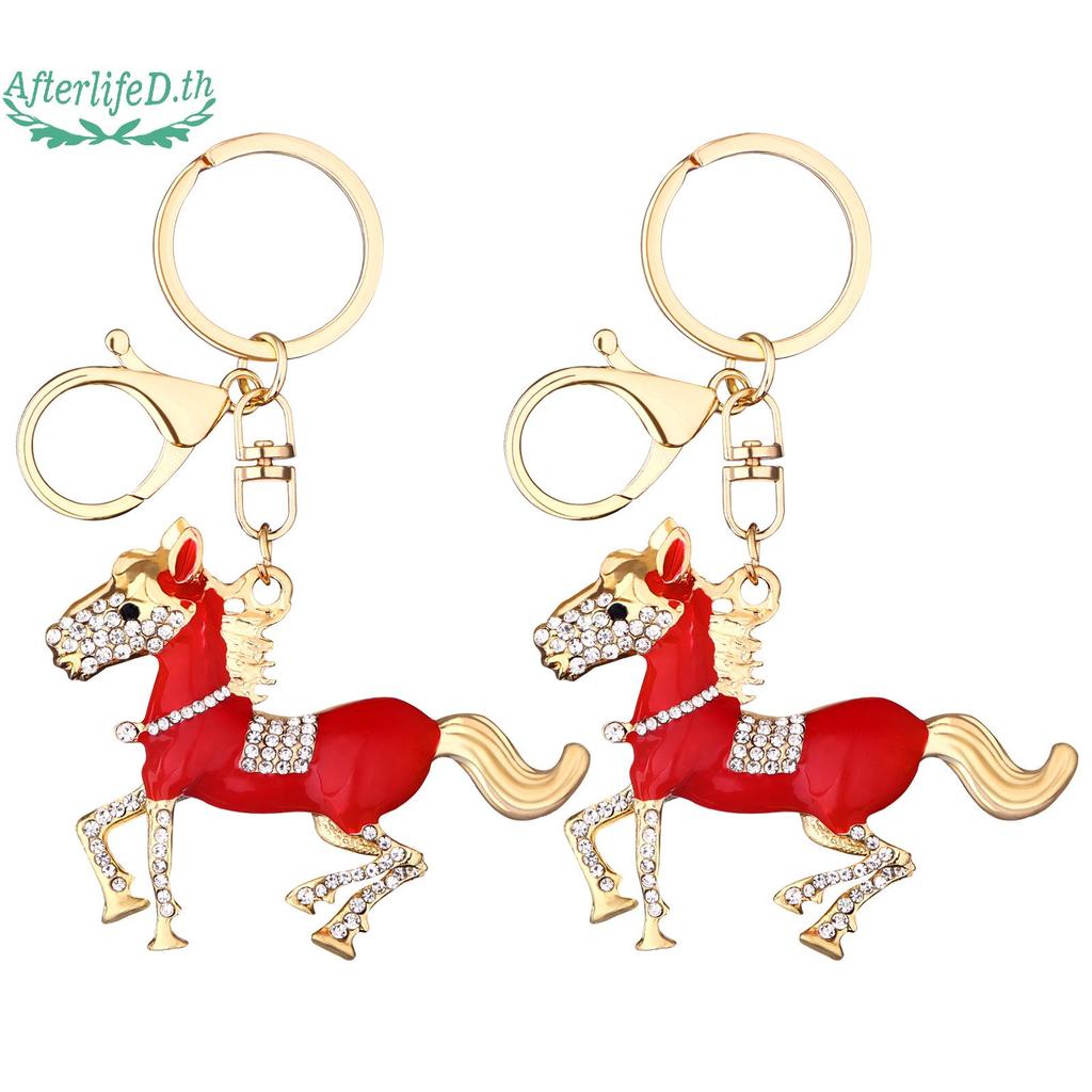 AF 2 ชิ้น 2026 ม้าปีพวงกุญแจมาสคอตตรุษจีนม้าแขวนจี้เทศกาลฤดูใบไม้ผลิจีน Zodiac Blessing Souven A